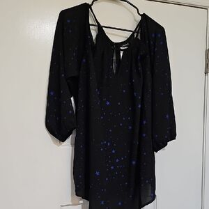 Torrid Black Asymmetrical 3/4 Sleeve Blouse